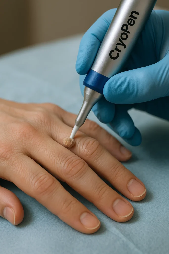 example of cryopen wart removal Braintree treatment on a persons finger