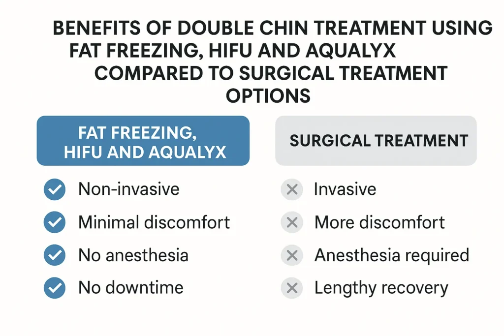 Graphic about the benefits of double chin treatment Braintree - from LA LIPO
