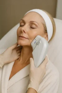 Woman receiving HIFU non surgical facelift treatment Braintree